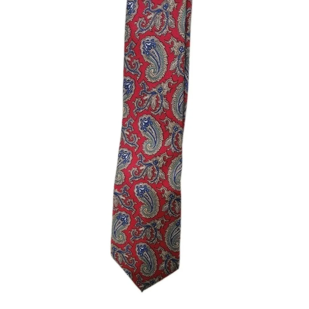 Men's Vintage Christian Dior  Red Paisley Silk Tie-56Lx3.5W